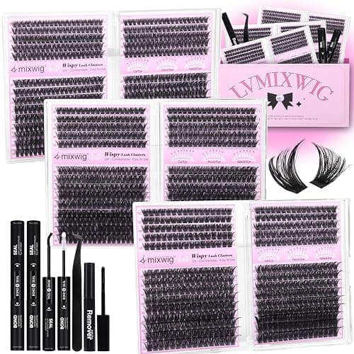 Lash Clusters Kit 1512PCS Volume Lash Extension Kit 60D+80D+100D Eyelash Clusters with 2 Lash Bond and Seal+1 Remover+1 Tweezers Wispy Individual Lashes 8-16MM D Curly Cluster Lashes Bulk Packs - Image 1