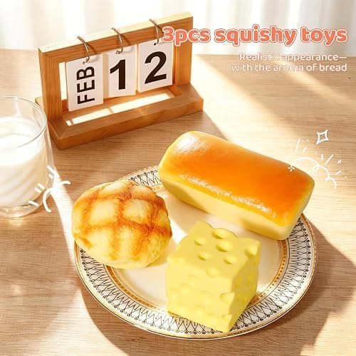 dZbGift Bread Butter Squishy,Cheese Squishy,3pcs Slow Rising squishies -Squeeze Toys,Jumbo squishies for Stress Relief,Gift for Boys Girls Adults thumbnail 4