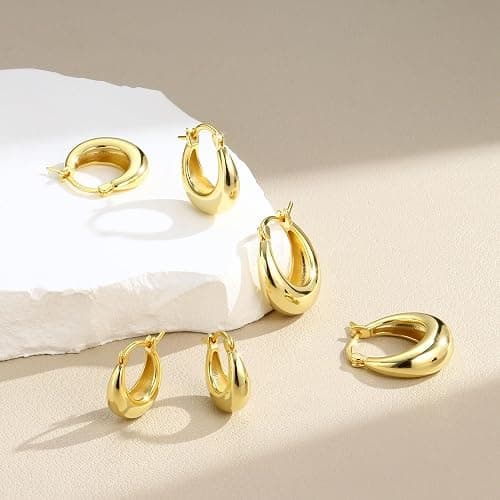 MILACOLATO 3Pairs 925 Sterling Silver Earrings for Women, 14K Gold Plated Small Huggie Hoop Earrings Sets for Multiple Piercing Hypoallergenic, CZ Cartilage Earrings Stacks Trendy Earrings Jewelry Gifts thumbnail 5