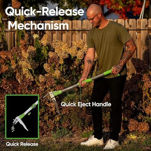 Grootpow WP5 Heavy Duty Weed Puller Tool, Stand Up Dandelion Weeder with 40" Handle, 3 Claws & Fiberglass Foot Pedal, Weeding Tool Made with Cast-Iron, Easily Remove Weeds Without Bending or Kneeling thumbnail 6