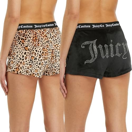 Juicy Couture Velvet Fleece Shorts 2 Piece Designer Pajama Set for Women, 2-Pack Sleep and Lounge Shorts - Image 1