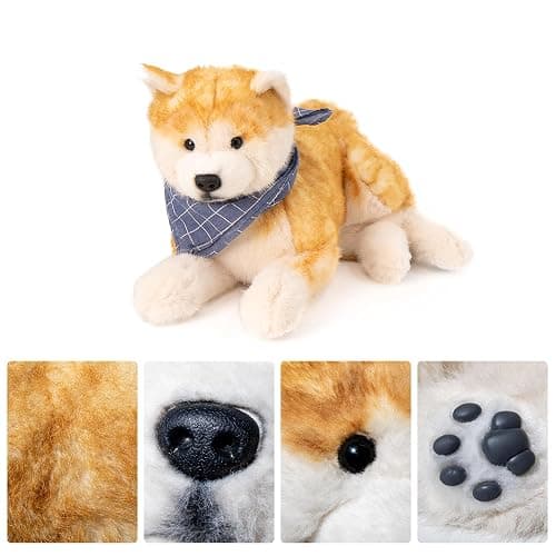 Chongker Dog Stuffed Animals Shiba Inu Dog Plush - Handmade Realistic Toy,Cuddly Plush Puppy Companion Pet thumbnail 5