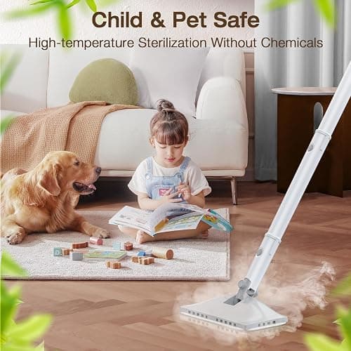 ScrubWiz Steam Mop with Detachable Handheld Steam Cleaner, 10-in-1 Multi Accessories, Quick 10s Heat, 350ml and 2-Level Steamer for Cleaning Floor, Carpet, BBQ Grill, Tile, and Grout, Light White thumbnail 7