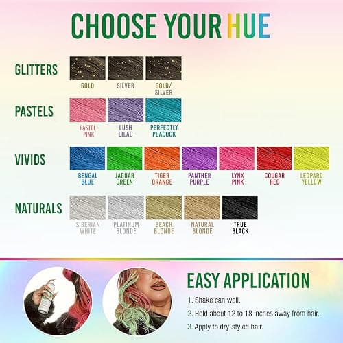 Punky Temporary Hair Color Spray – Jaguar Green, Instant Vivid Temporary Hair Dye for Women, Wash Out, Hair-Color Spray, 3.5 oz, 1 Pack thumbnail 6