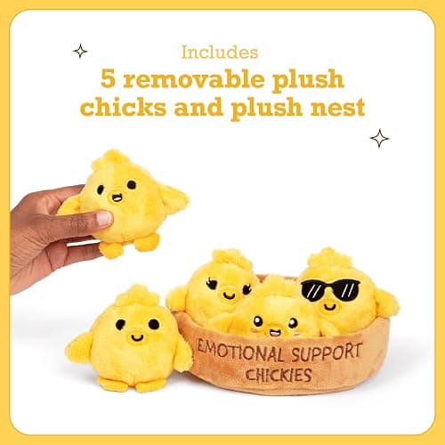Emotional Support Chickies by Relatable, Cuddly Stuffed Animals and Toys, Squishy Toys and Plushies, Great Gift Ideas for Loved Ones of All Ages, Includes 5 Plushies with Carrying Basket thumbnail 4