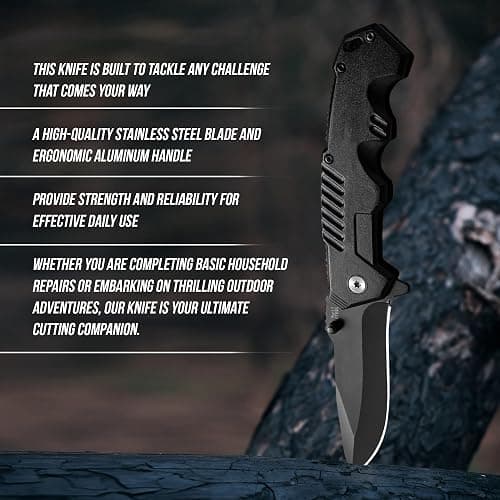 AOSILEY Pocket Folding Knife with Stainless Steel Point Lock Blade Knives and Lightweight Lockback Multi-Tool for Camping, Outdoor, Hunting，Survival and EDC thumbnail 9