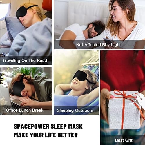 Sleep Mask, Silk Eye Mask for Sleeping with Adjustable Strap, Satin Blackout Sleeping Eye Mask for Men&Women, Comfortable Blindfold Eyeshade for Night Sleep(Black) thumbnail 6
