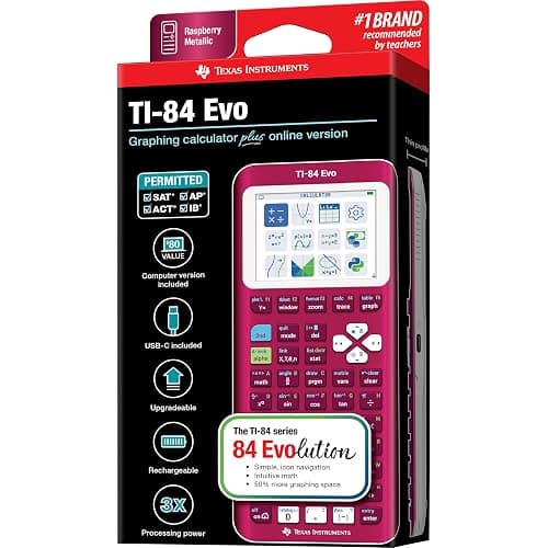 TI-84 Evo Graphing Calculator Texas Instruments, Raspberry | Intuitive Icon-based Homescreen, USB-C Charging, Python Programming, Faster Performance, Bigger Graphs than TI-84 Plus CE thumbnail 8