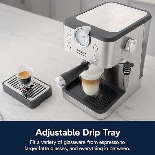De’Longhi Classic Espresso Machine with Milk Frother, 15-Bar Pump & Temperature Control - Barista Coffee Maker Kit for Espresso, Latte, Cappuccino & Iced Coffee - Italian Stainless Steel Design thumbnail 8