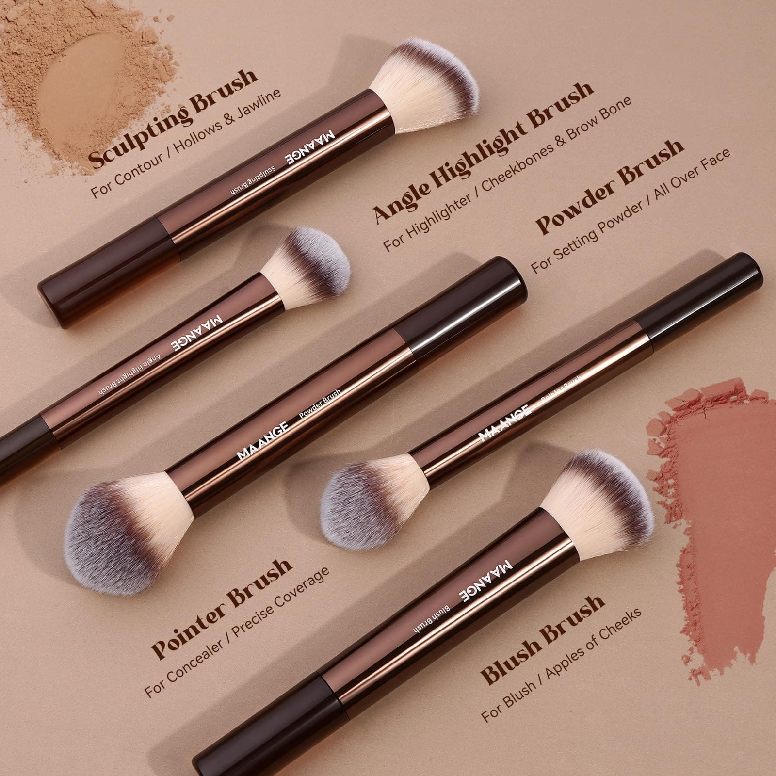 MAANGE 16PCS Makeup Brush Set Travel Makeup Brushes for Liquid Powder Contour Concealer Cream Cosmetics Blending Eyeshadow Eyeliner (Coffee) thumbnail 3