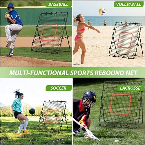 LIANTRAL Baseball Rebounder Net, Adjustable Bounce Back Trainer for Soccer, Volleyball, Softball & Lacrosse, Portable Folding Rebounder for Passing & Shooting Practice, Soccer Rebound Net thumbnail 7