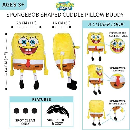 Spongebob Kids Bedding Super Soft Plush Cuddle Pillow Buddy, One Size, By Franco thumbnail 4