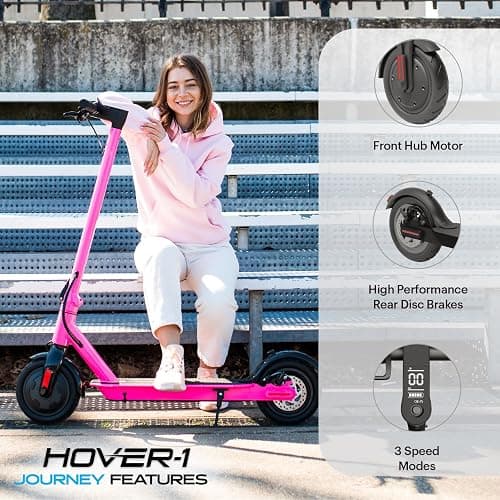 Hover-1 Journey Electric Scooter 14MPH, 16 Mile Range, 5HR Charge, LCD Display, 8.5 Inch High-Grip Tires, 220LB Max Weight, Cert. & Tested - Safe for Kids, Teens, Adults thumbnail 5