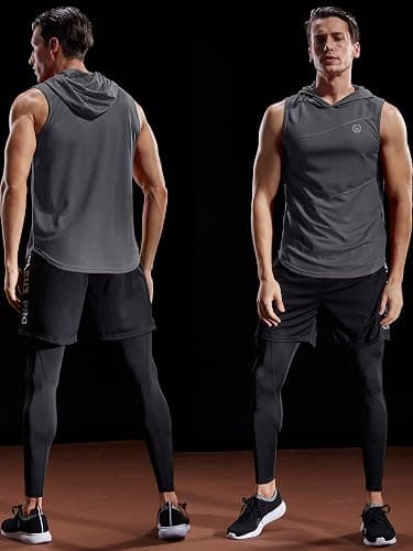 NELEUS Dry Fit Workout Athletic Muscle Tank Top Running Shirts with Hoods thumbnail 2