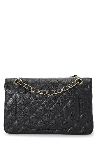 Chanel, Pre-loved Black Quilted Caviar Classic Double Flap Small, Black thumbnail 4