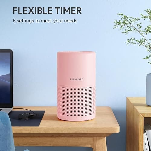 FULMINARE Air Purifiers for Bedroom H13 True HEPA Air Filter, Quiet Air Cleaner With Night Light, Portable Small Air Purifier for Home, Office, Living Room (Pink) thumbnail 3