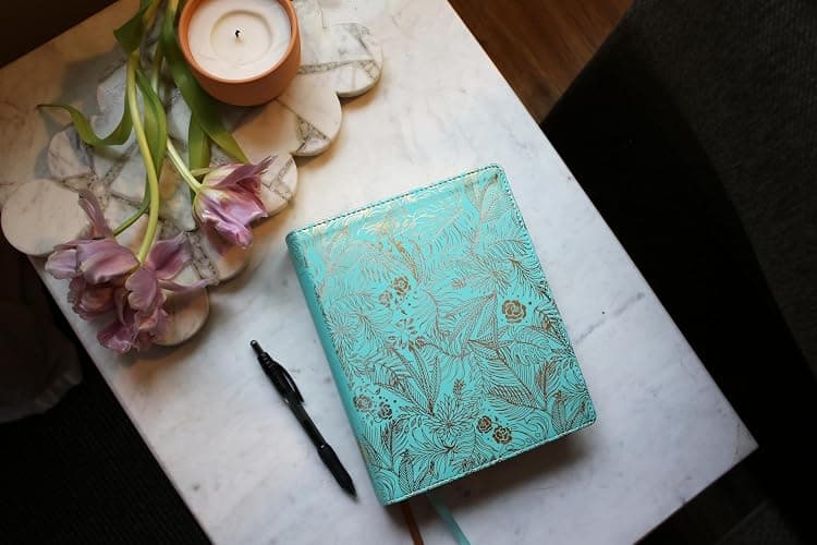 NIV, Journal the Word Bible for Women (Perfect for Note-Taking), Leathersoft, Teal, Red Letter, Comfort Print: 500+ Prompts to Encourage Journaling and Reflection thumbnail 3