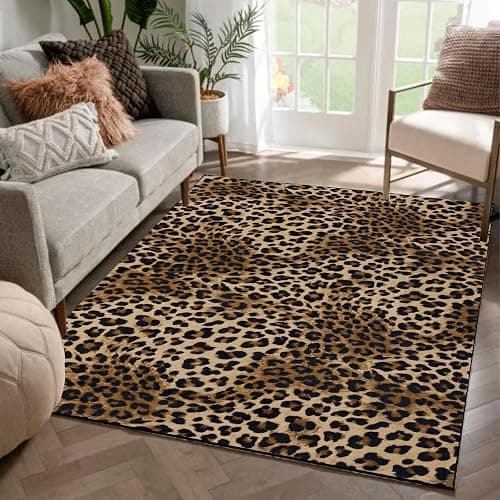 Aukib Leopard Rug 4x6 Cheetah Print Washable Non-Slip Rug Ultra Soft Low-Pile Indoor Carpet for Living Dining Playroom thumbnail 7