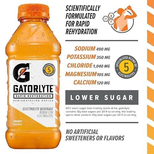 Gatorlyte Rapid Rehydration Electrolyte Drink, 3 Flavor Variety Pack, Specialized Blend of 5 Electrolytes, Lower Sugar, No Artificial Sweeteners, No Artificial Flavors, 20 fl oz Bottles (12 Pack) thumbnail 3