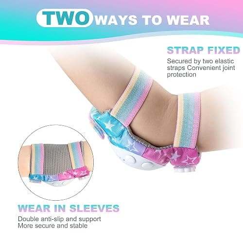 SULIFEEL Rainbow Unicorn Knee Pads for Kids Knee Elbow Pads Wrist Guards with Drawstring Bag Adjustable Protective Gear Set for Girls Boys Roller Skating Bike Scooter Gradient Colors Small thumbnail 3