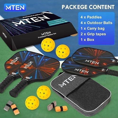 Pickleball Paddles Set of 2 or 4, or Single Paddle – USAPA Approved Fiberglass Surface Pickleball Rackets Set for Men & Women thumbnail 6