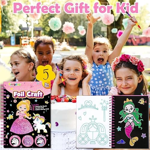 FUNNYB&G Foil Art Craft for Kids - Christmas Crafts Gift Party Favors Stocking Stuffers for Kids Fun Art Supplies Creative Birthday Gift Travel Toys for Girls Boys 4 5 6 7 8 9 Years Old(Princess) thumbnail 8