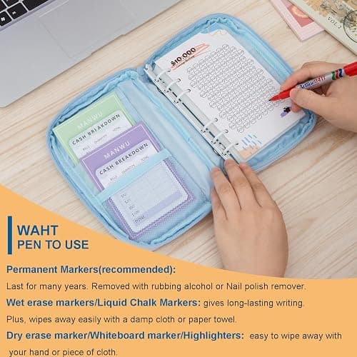 Laminated Money Savings Challenge Trackers for 6-Ring A6 Binders,Reusable cash Savings Tracker sheets,multiple budget cards for savings journey planner(15pcs) thumbnail 5