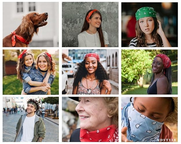 MDSTYLE 100% Cotton Bandana for Men & Women 22" x 22" Paisley Pattern Handkerchief Headband Scarf thumbnail 5