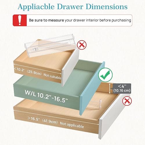 Vtopmart 12 Pack Drawer Dividers for Clothes, 4" High 10.2"-16.5" Adjustable Expandable Dresser Drawer Organizer, Clear Plastic Separators for Dresser, Baby Clothing, Underwear, Cosmetic, Toiletries thumbnail 3
