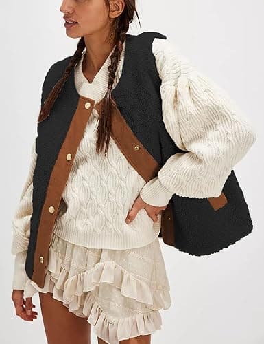 Bozanly Women's Fuzzy Fleece Vest Oversized Sleeveless Sherpa Warm Gilet Jacket Outerwear with Pockets thumbnail 2