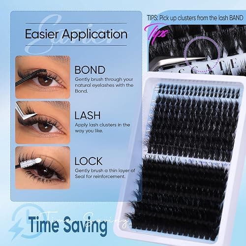 CORUSCATE Lash Clusters with Spikes Bottom Lashes 160D+260D Cluster Eyelash Extensions 3D Volume Individual Lashes Wispy 12-22mm Long Cluster Lash Mega Dramatic Full Look Strip Lash Extension thumbnail 7