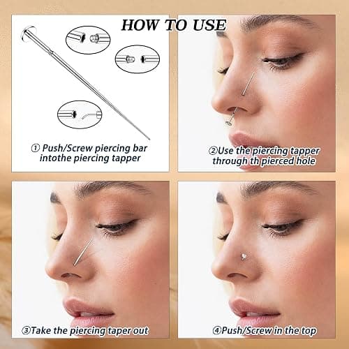 GEMQUEEN Piercing Taper Ball Grabber Tool for Changing Jewelry - 14G 16G 18G 20G Stainless Steel Flat Back Earrings Applicator Tool Threadless Insertion Pin Thread Body Piercing Kit for Ear Nose Lip thumbnail 6