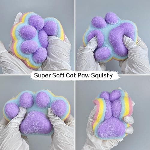 Fufu Big Cat Paw Squishy Toy 5 Inch Sticky Cat Paw Print Squishies Large Pinch Family Tuba Squishy Tangcii Giant Rainbow Cat Paw Squeeze Toy for Adults Stress Relief thumbnail 6