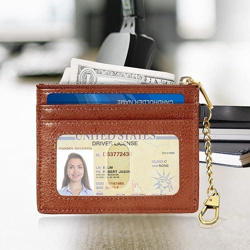 SEAVILIA Card Holder Keychain Wallet for Women with ID Window RFID Coin Purse Bee Gifts Slim Minimalist Small Wallet thumbnail 2