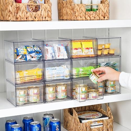 Vtopmart 4 Pack Clear Small Stackable Storage Drawers,Acrylic Bathroom Makeup Organizer,Plastic Storage Bins For Vanity, Undersink, Kitchen Cabinets, Pantry, Home Organization thumbnail 7
