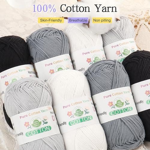 Katech 1OO% Cotton Yarn for Crocheting & Knitting–Baby Cotton Yarn (E) | 12-Color of 137 Yards/1.76 oz Sport Weight CYC #2-Soft & Breathable-Ideal for Dishcloths, Baby Clothes, Potholders & Crafts thumbnail 3