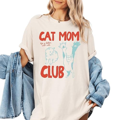 Cat Mom Club Comfort Colors T Shirt, Life is Better with Cats Graphic Tee, Cute Cat Lover Gift, Vintage Cat Mom Shirt thumbnail 2