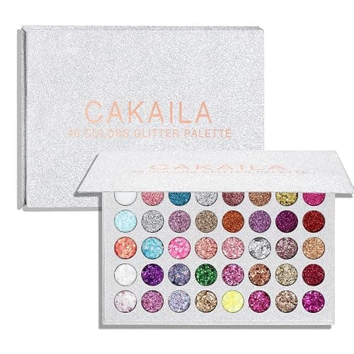 Glitter Eyeshadow Palette, 40 Colors Highly Pressed Pigmented Metallic Shimmer Sparkly Glitter Eyeshadow Makeup Pallet Palettes,Pink Blue Green Red Gold Purple Eye Shadow Powder Long Lasting - Image 1