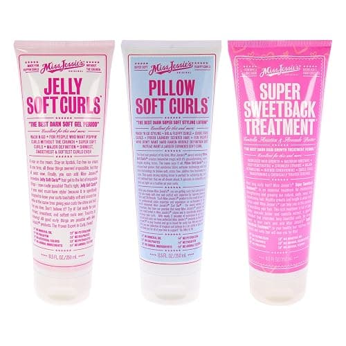 Miss Jessies Jelly Soft Curl With Pillow Soft Curls and Super Sweetback Treatment Kit for Unisex - 3 Pc Kit 8.5oz Gel, 8.5oz Lotion, 8.5oz Treatment - Image 1