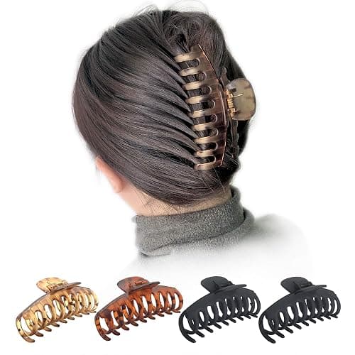 OWIIZI Large Hair Claw Clips for Women 4.3" Matte Leopard Jumbo Hair Clips Non-Slip Ponytail Barrette Strong Hold Claw Clips for Girls Long Thick Hair (4Packs) - Style 1 thumbnail 4
