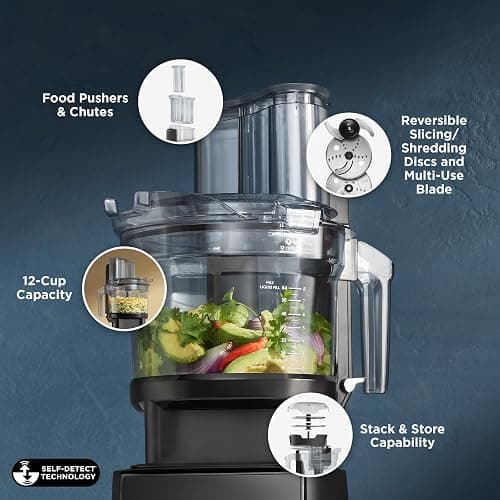 Vitamix Ascent X2 SmartPrep Kitchen System, Professional-Grade Blender, Stainless-Steel Blades, 12-Cup Food Processor Attachment, 48 Oz Blender Container, Black thumbnail 4