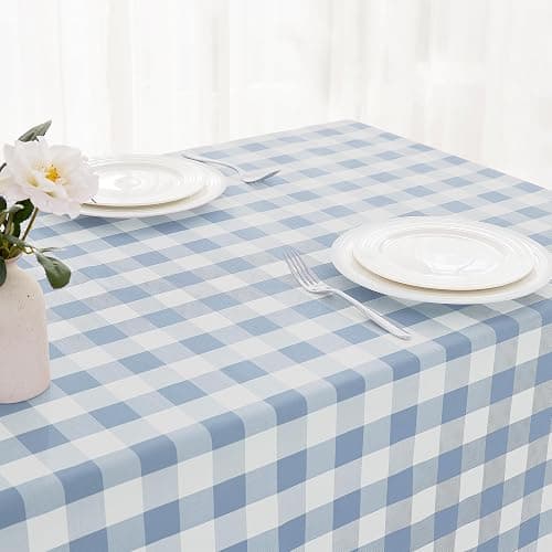 Maymiss 2 Pack Gingham Tablecloth Rectangle Checkered Tablecloth Washable | Water Resistant & Wrinkle Free Rectangle Tablecloth, Washable Tablecloth for Dining, Parties & Outdoor (Light Blue,52"×70") thumbnail 6