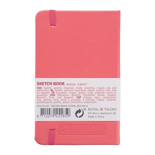 Royal Talens T9314-311M 441840 Talens Art Creation Sketchbook, Drawing Notebook, 3.5 x 5.5 inches (9 x 14 cm), Coral Red thumbnail 4