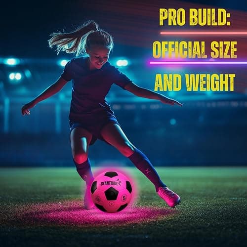 Glow in the Dark Soccer Ball | Sports Gift for Girls Ages 6-15 | LED Light-Up Ball with 3 Extra Batteries and Pump | Pre-Installed Batteries | Size 5 | Indoor & Outdoor Fun Gift for Kids & Teens 8-15 thumbnail 8
