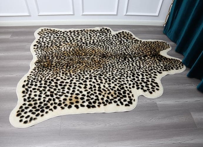 Huichenxing2021FURSTORE Faux Cheetah Area Rug Animals Printed Hide Mats Leopard Faux Hide Area Rug 5.2ft x 6.5ft / 63 x 78.7inch / 160 x 200cm thumbnail 2