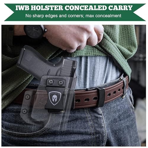 WARRIORLAND Compatible with Glock 43 w/TLR-6 Holster, IWB Kydex Holster Fit G43 / G43X w/TLR6 Laser Light - Not Fit MOS, Inside Waistband Holster, Adj. Cant & Retention, Right/Left Hand Option - A Black(Right Hand Draw (IWB) thumbnail 8