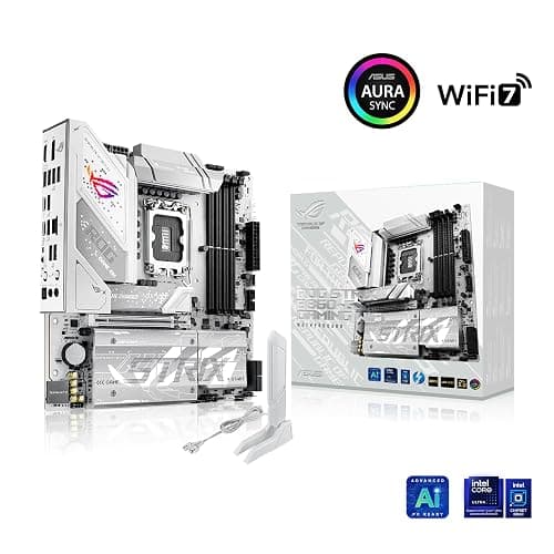 ASUS ROG Strix B860-G Gaming WiFi mATX motherboard, Advanced AI PC-ready, 14+1+2+1 power stages, DDR5 slots, PCIe 5.0, four M.2 slots, WiFi 7, AI Networking II, Aura Sync RGB lighting. thumbnail 7