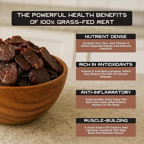 Lineage Provisions 100% Grass Fed Air-Dried Steak - Nutrient-Dense Carnivore Snacks - Tender Beef Jerky Bites - Keto-Friendly Steak Jerky - Zero Sugar, Zero Carbs - 64 grams of protein - 3-Pack thumbnail 4
