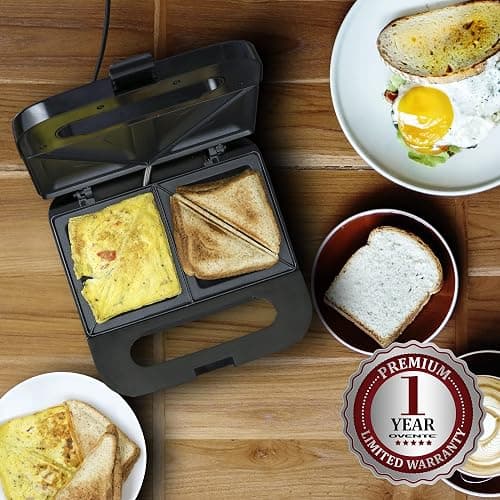 OVENTE Electric Sandwich Maker with Non-Stick Plates, Indicator Lights, Cool Touch Handle, Easy to Clean and Store, Perfect for Cooking Breakfast, Grilled Cheese, Tuna Melts and Snacks, Black GPS401B thumbnail 8