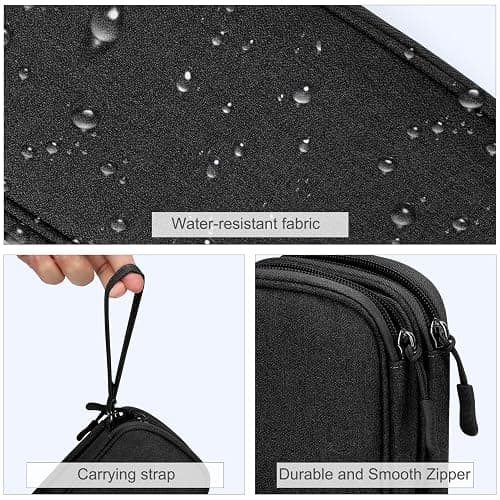 FYY Travel Cable Organizer Pouch Electronic Accessories Carry Case Portable Waterproof Double Layers All-in-One Storage Bag for Cord, Charger, Phone, Earphone Black thumbnail 4